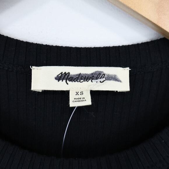 Madewell Ribbed Crewneck Tee Jet Black Size XS NWT - Picture 4 of 7